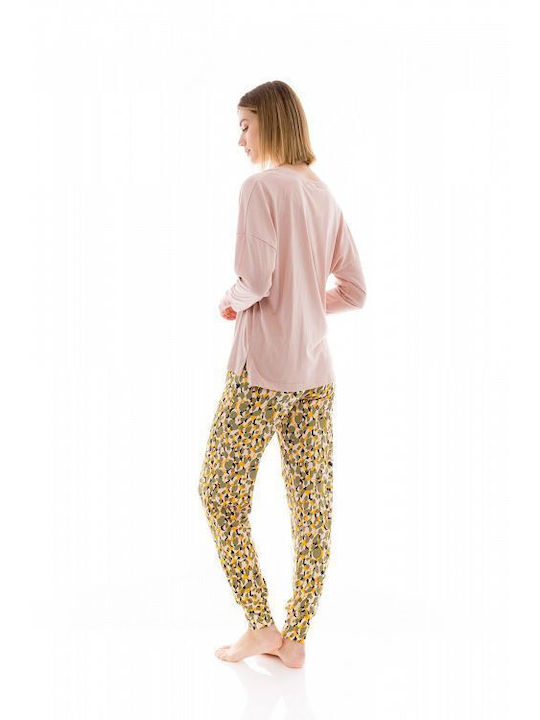 Pink Label Winter Damen Pyjama-Set Rosa