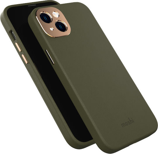 Moshi Napa Slim Umschlag Rückseite Synthetisches Leder Juniper Green (iPhone 14 Plus)