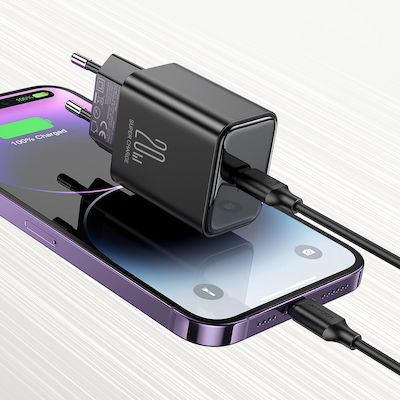 Joyroom Φορτιστής Χωρίς Καλώδιο με Θύρα USB-C 20W Power Delivery Μαύρος (JR-TCF06)