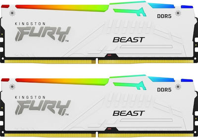 Kingston Fury Beast RGB 64GB DDR5 RAM με 2 Modules (2x32GB) και Ταχύτητα 6000 για Desktop