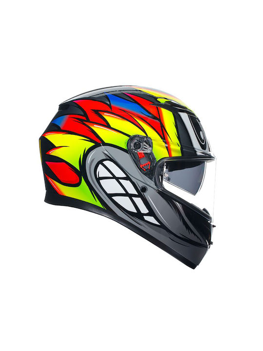 AGV K3 Birdy 2.0 Full Face Helmet with Pinlock and Sun Visor ECE 22.06 1550gr Grey / Yellow / Red 18381001.012