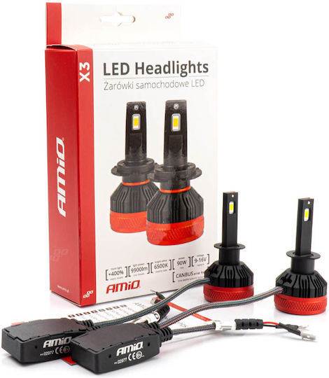 AMiO Lamps Car X3 H1 Canbus LED 6500K Cold White 90W 2pcs