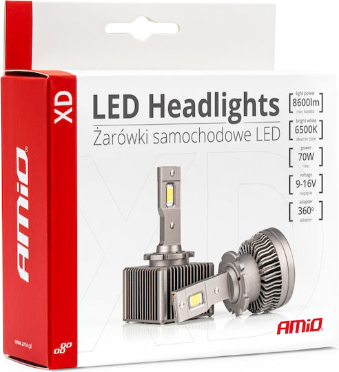 AMiO Лампи Автомобила D1R / D1S Canbus LED 6500К Хладно бяло 85V 70W 2бр
