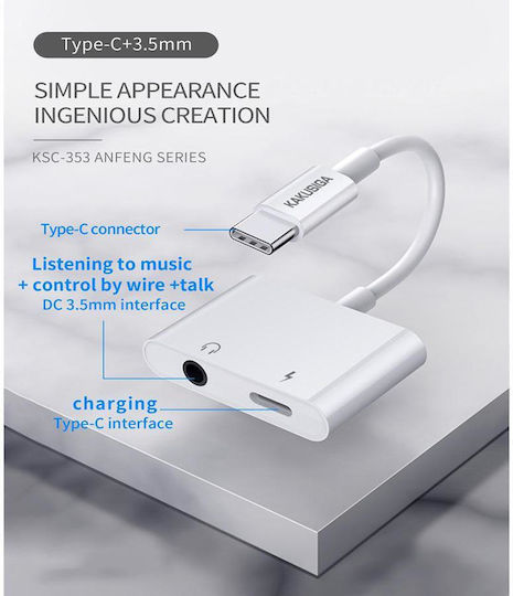 KAL Electronics KSC-353/TC 2 Converter USB-C Male To 3.5mm USB-C Female White 1 Piece