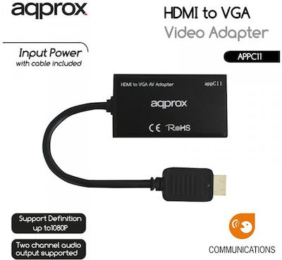 Approx Konverter HDMI männlich zu VGA weiblich Schwarz 1Stück (APPC11V3)