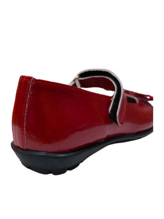 Kids Anatomic Patent Leather Ballerinas with Hoop & Loop Closure Red