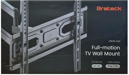 Brateck LPA78-443 TV Wall Mount with Arm up to 65" and 35kg Black