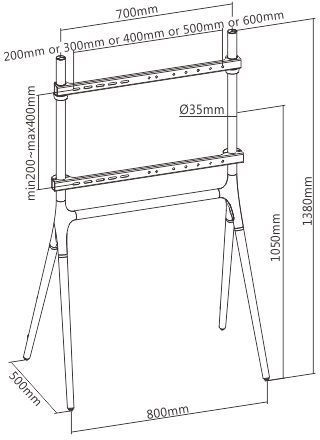 Brateck FS12-46F-01 Βάση Τηλεόρασης Δαπέδου έως 70" και 40kg