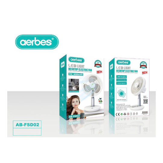 Aerbes Вентилатор USB 5W Бял 33047