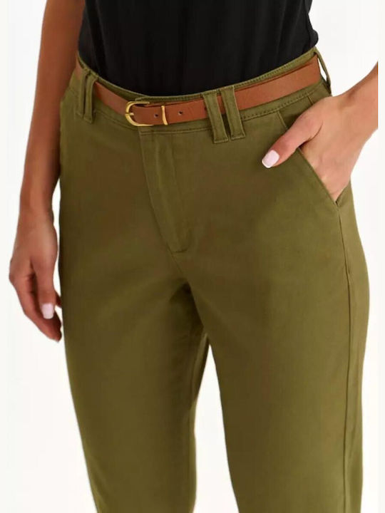 Make your image Women's Cotton Trousers in Straight Line Khaki