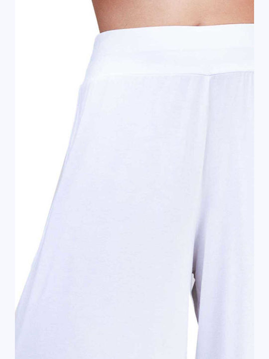 Damen Stoff Hose in Weitem Schnitt Beige