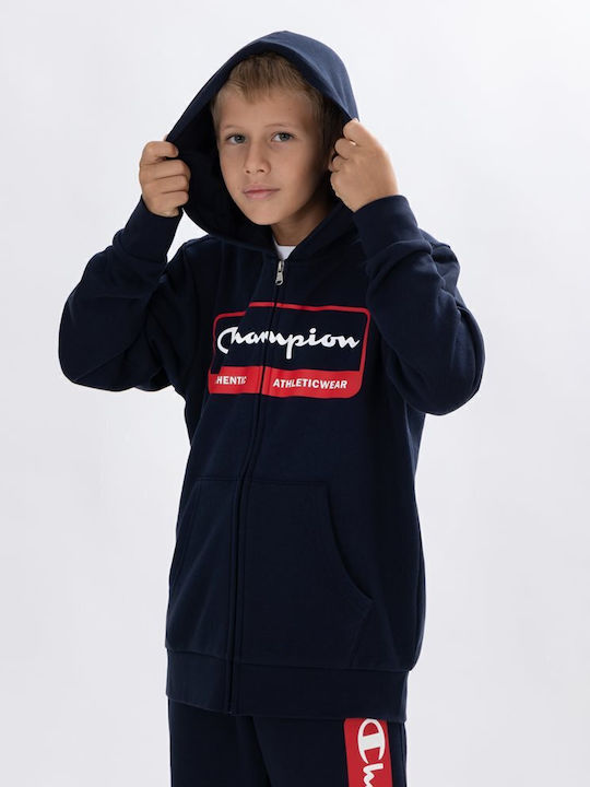 Kids Sweatshirt Cardigan with Hood Navy Blue