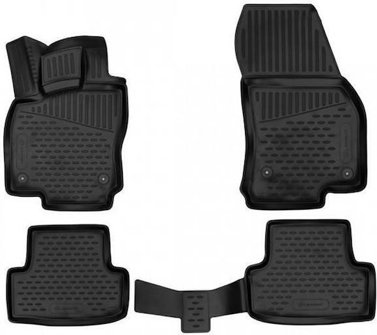 Novline Set of Front and Rear Mats 4pcs Tray Type for Skoda Karoq 2017+ Black