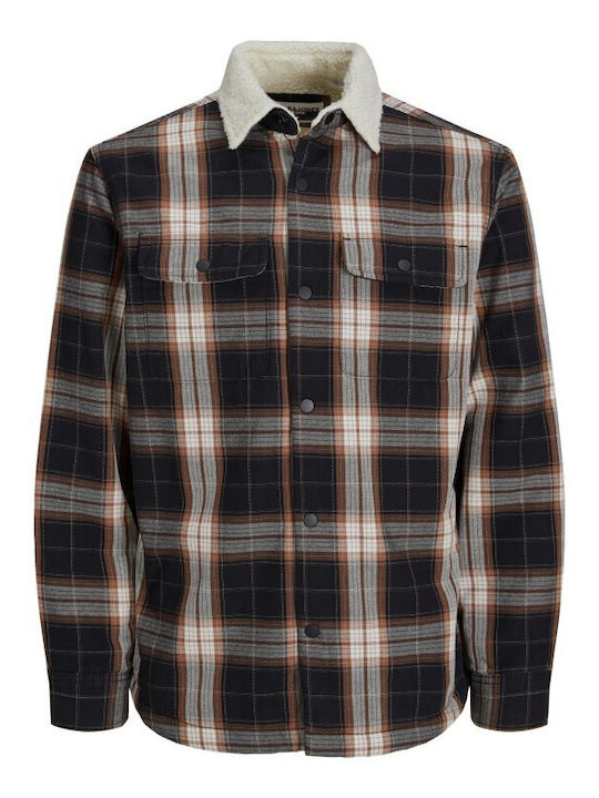 Jack & Jones Men's Shirt Long Sleeve Checked Brown