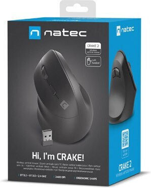 Natec NMY-2049 Ασύρματο Εργονομικό Vertical Ποντίκι Μαύρο