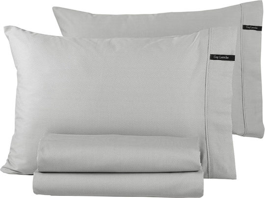 Guy Laroche Bettlaken King Size mit Gummiband 180x200+35cm. Minimal Silver