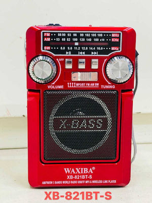 Waxiba XB-821BT Retro Tabletop Radio Solar with Bluetooth and USB Red