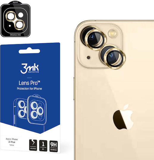 3MK Προστασία Κάμερας Tempered Glass Κίτρινο για το iPhone 15 Plus