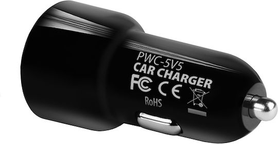 Axagon Auto-Ladegerät 24W 2.4A mit Anschlüssen: 2xUSB Schwarz Farbe