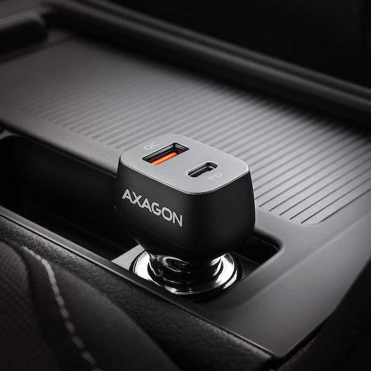 Axagon Autoladegerät 38W 6A mit Anschlüssen: 1xUSB 1xType-C Schwarz Farbe