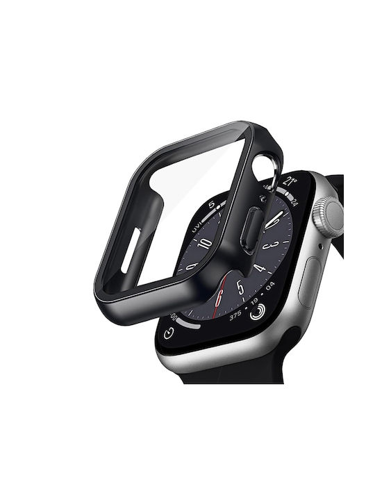 Crong Plastikhülle mit Glas in Schwarz Farbe für Apple Watch 45mm