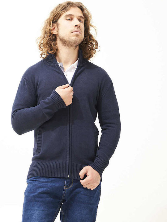 Beltipo Men's knitted cardigan with zipper blue