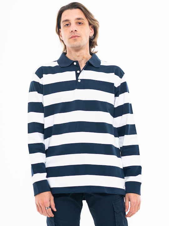 Men's Striped Polo Shirt with Collars