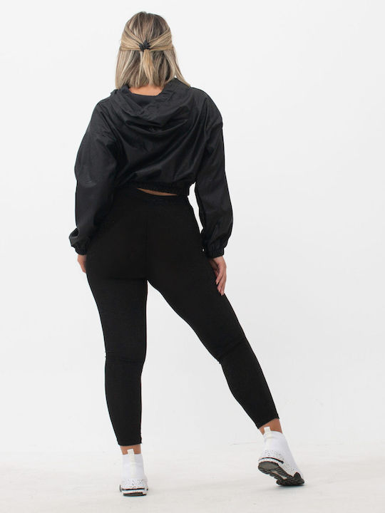 Women's leggings with micro design Shiny black