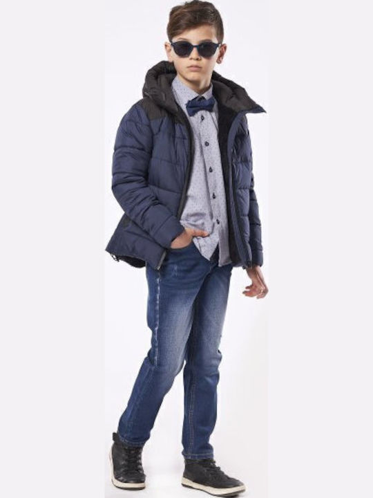 Kinder Freizeitjacke Kurz mit Kapuze Marineblau