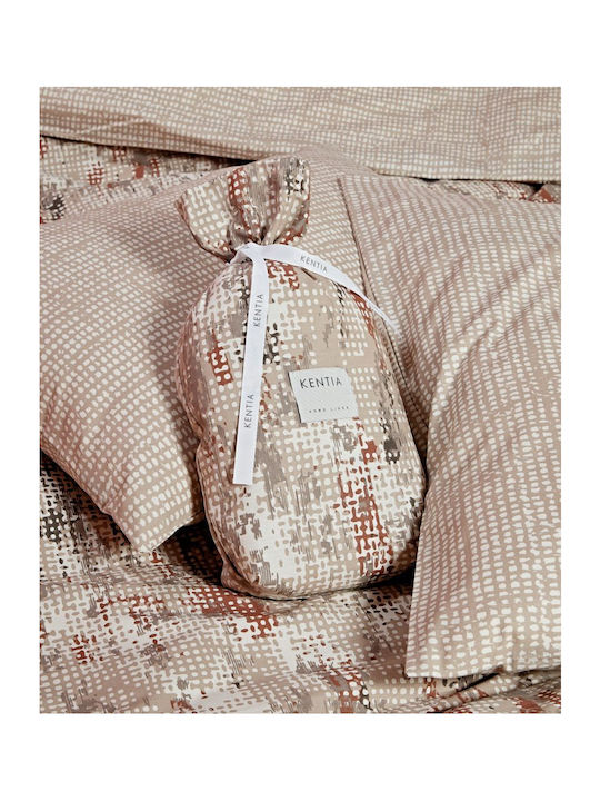 Kentia Set Cearșafuri 240x270cm. Versus Bej-Ecru-Terracotta-Grey 4buc