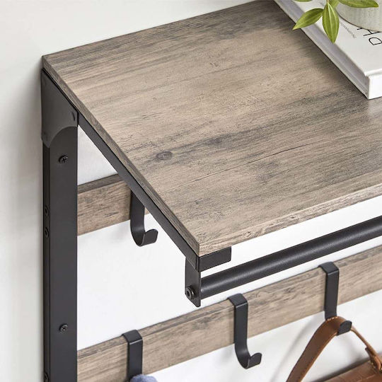 Vasagle Κρεμάστρα Τοίχου Μεταλλική 10 Θέσεων Greige / Black 65x30x42cm