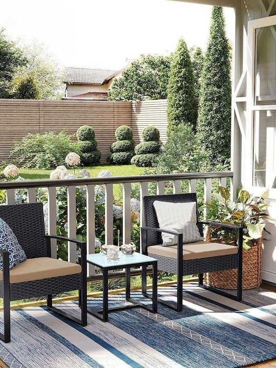 Set Outdoor Living Room Black 3pcs