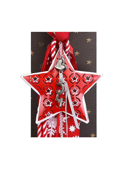 Synchronia Hanging Lucky Charm Star Red made of Metal 30x19cm 1pcs