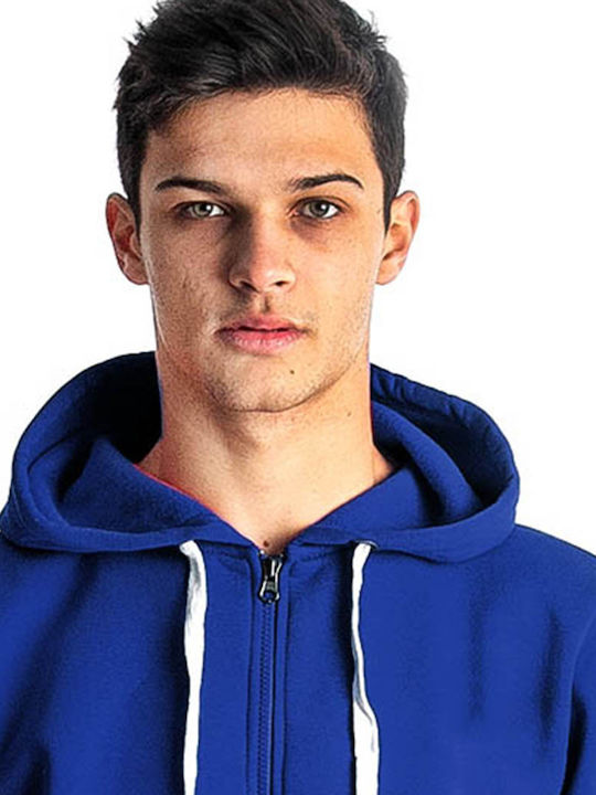 Paco & Co Men's Sweatshirt Jacket with Hood and Pockets Blue