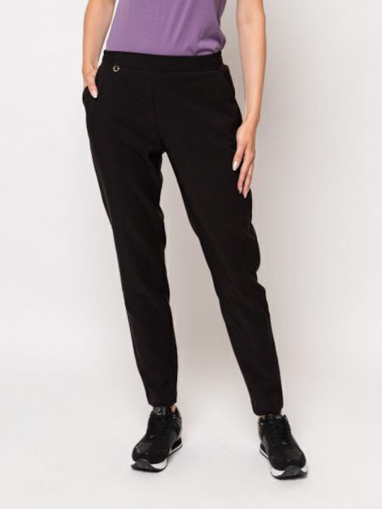 Dama Tesatura Pantaloni cu Elastic Negru