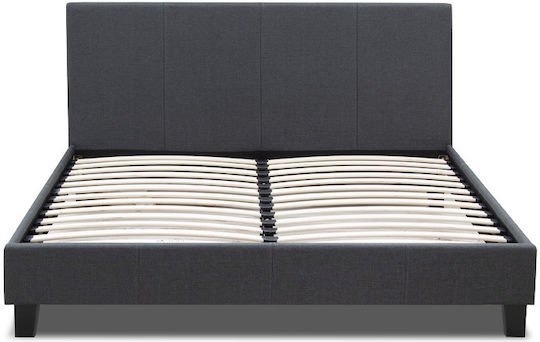 Flat Bett Übergröße Mit Stoff bezogen Charcoal mit Latten für Matratze 160x200cm