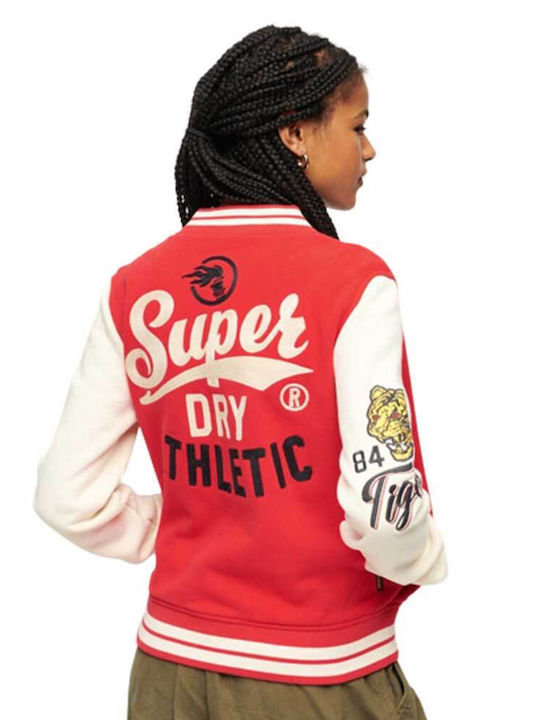 Superdry D3 Ovin Women's Short Bomber Jacket for Winter Red