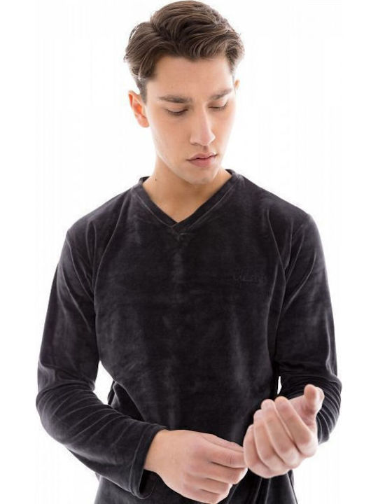 Ulisse Men's Winter Velvet Pajamas Set Gray
