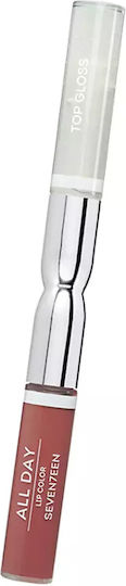 Seventeen All Day Lip Color & Top Gloss Υγρό Κραγιόν Metallic 04 Irish Coffee 10ml