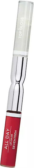 Seventeen All Day Lip Color & Top Gloss Υγρό Κραγιόν Metallic 07 Gloss Red 10ml