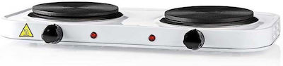 Nedis Enamel Countertop Double Burner White