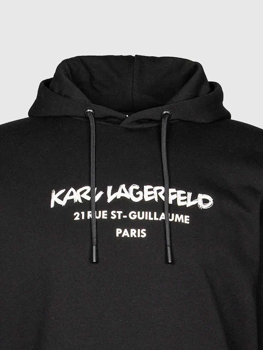 Karl Lagerfeld Herren Sweatshirt mit Kapuze und Taschen Schwarz