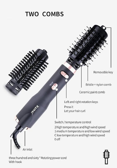 Kemei Electric Brush with Air for Straightening and Curls 1000W