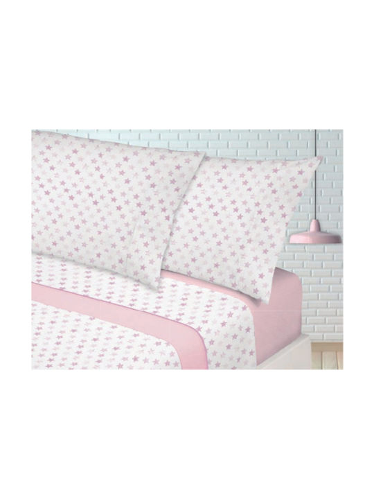 Manterol Casa Sheet Set Single with Elastic Band from Cotton & Polyester Sky Blue 150x200cm