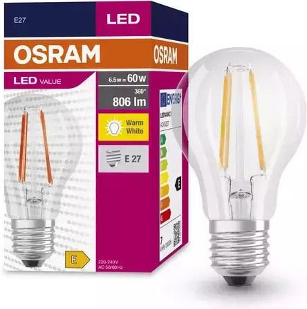 Osram Λάμπα LED 7W 105mm για Ντουί E27 και Σχήμα A60 Θερμό Λευκό 806lm