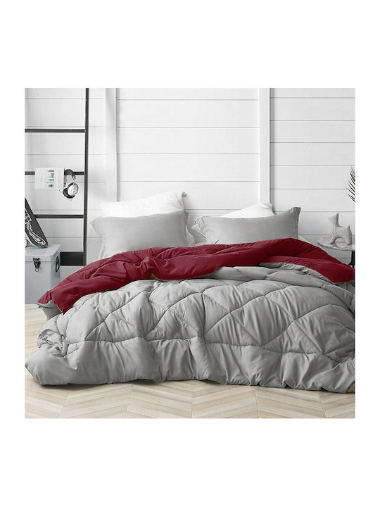 Saray Home Πάπλωμα Υπέρδιπλο 220x240εκ. Μπορντό με γκρι 180 GSM