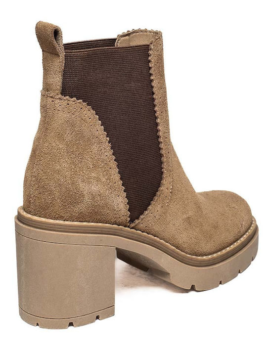 Wildleder Stiefeletten Damen Beige