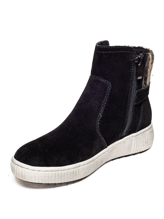Wildleder Stiefeletten Damen Schwarz