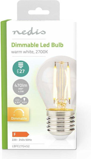 Nedis LED Bulb 4.5W for Socket E27 and Shape G45 Warm White 470lm