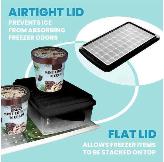 Aj Ice Cube Tray Cube Silicone 55 Slots with Lid Black AJ-RBKTJR002-BK
